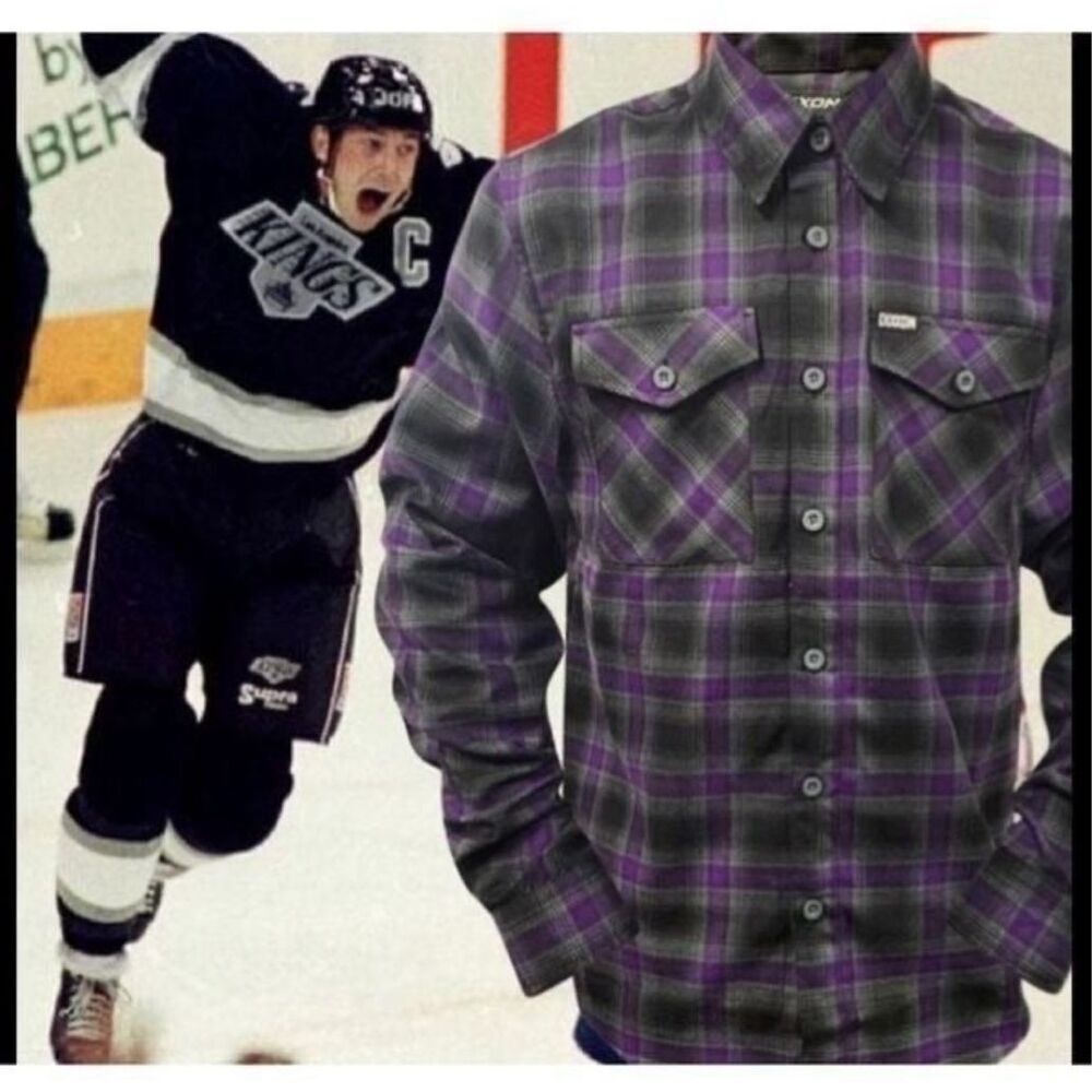 Women's Dixxon The Forum Purple & Black LA Kings Colors Flannel Shirt Medium B3